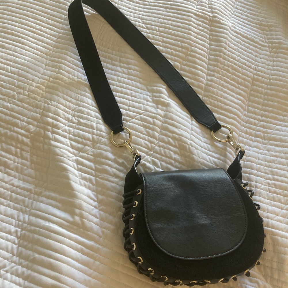 Maje black lace up handbag